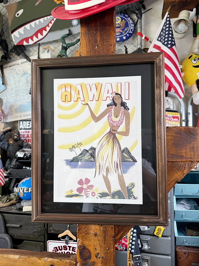 ハワイアン ヴィンテージポスター ウッドフレーム （フラガール）の