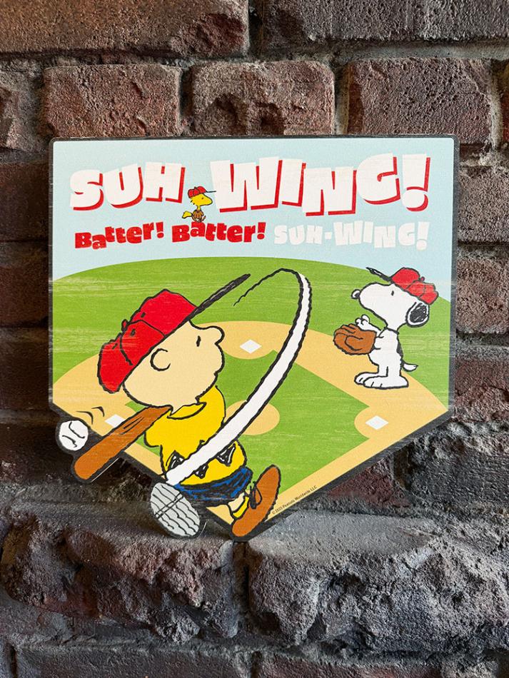 ☆スヌーピー　木製パネル　レトロ　1978年☆ ピーナッツ スヌーピー ベースボール ウッドサイン （SUH-WING