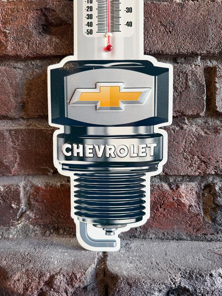 シボレー スパークプラグ型 サーモメーター 温度計 ブリキ看板 MADE IN