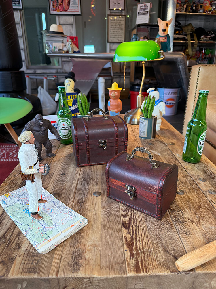 海賊宝箱 アンティークトランクケース 2個セット （ライトブラウン2