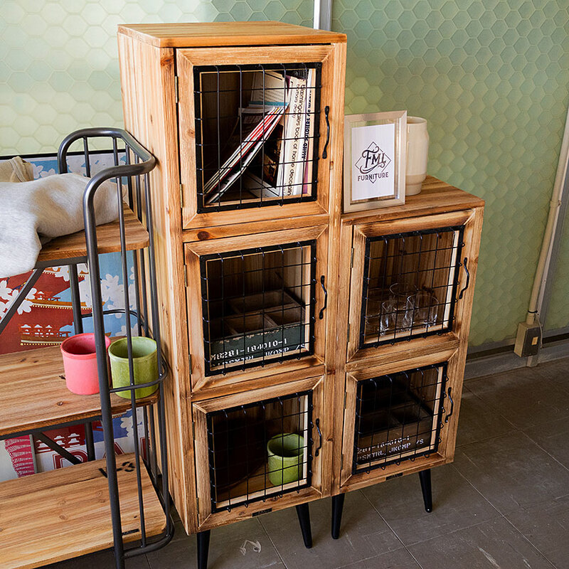 ミリタリーテイスト ウッドキャビネットL スリム （3段タイプ） 全国