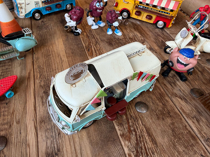 ワーゲンバス コーヒーショップ キッチンカー ブリキオブジェ （ミント
