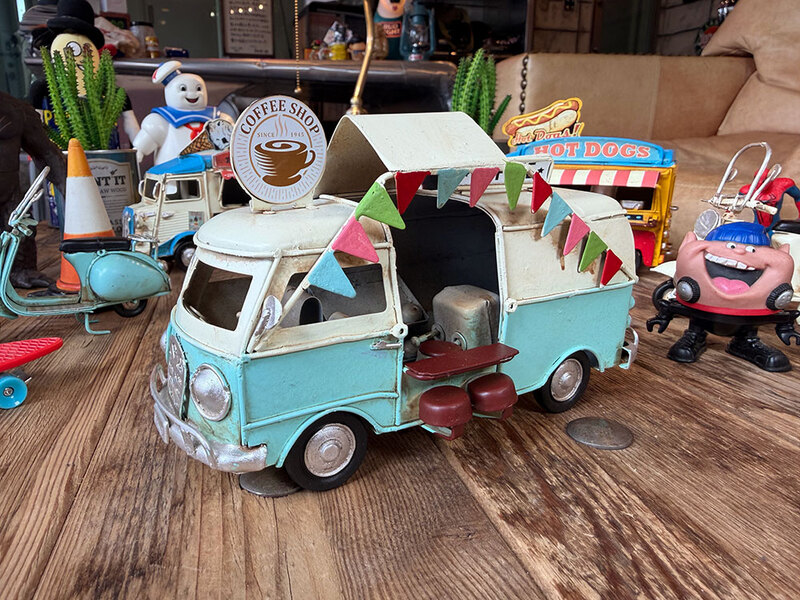 ワーゲンバス コーヒーショップ キッチンカー ブリキオブジェ （ミント