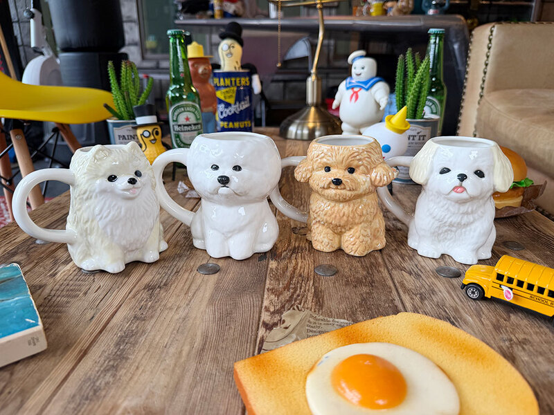 かわいい犬型マグカップ （4個セット） 340ml 陶器 ペキニーズ