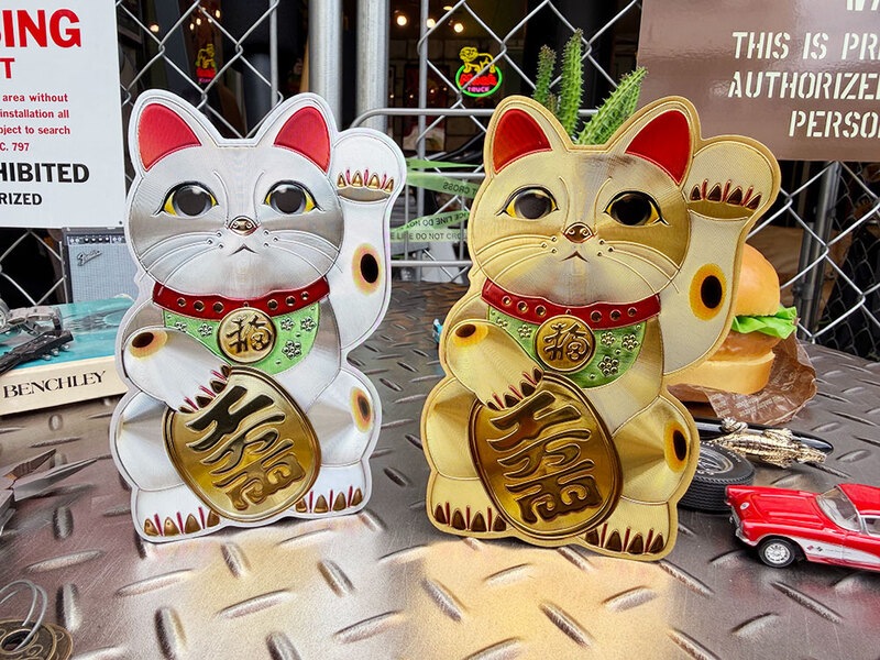 レア物 Coca-Cola ランドリー クリーナーズ イルミネーション付 置物 クルマにも貼れる！ 招き猫 リフレクター ステッカー （2色セット