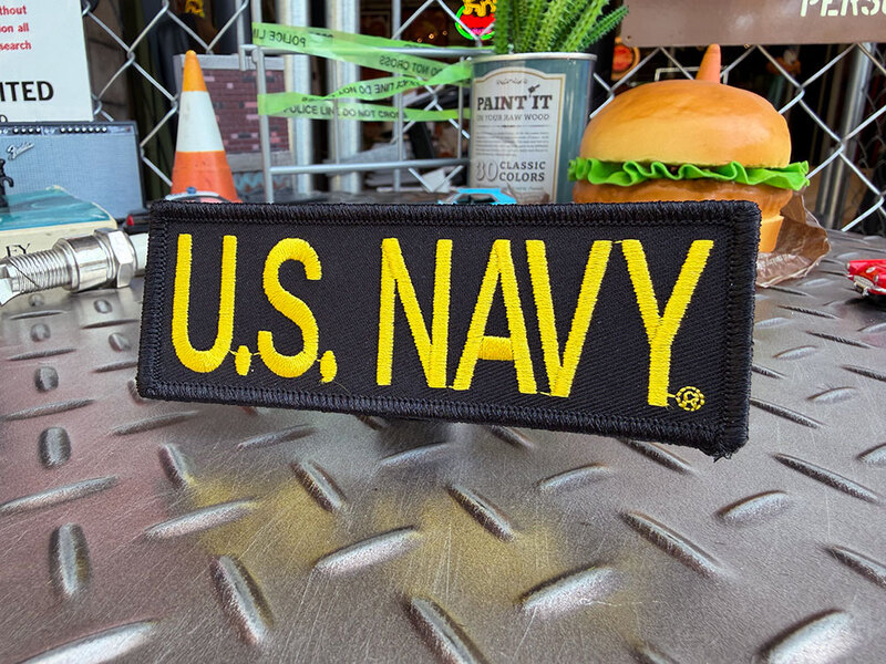 U.S.ネイビー ミリタリーワッペン （レクタングル/U.S.NAVY/ブラック