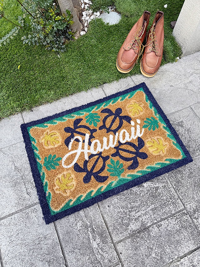 幸せを運ぶハワイの海の守り神 ホヌ ココマット （モンステラ＆ホヌ