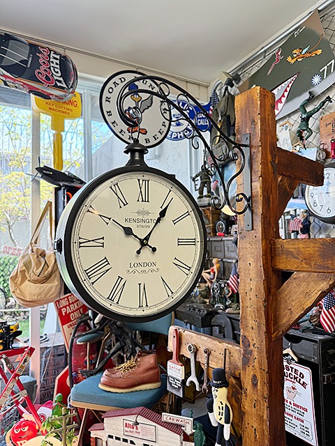 両面時計 ステーションクロック フロアスタンド/アイボリー 150cm 駅時計 両面時計 ステーションクロック フロアスタンド/アイボリー