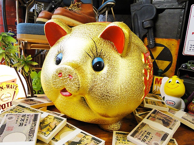 金運財運を招く縁起のいい金のブタさん 貯金箱 特大サイズの通販・販売