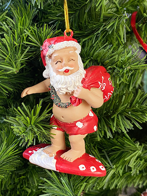 クリスマスオーナメント　Hawaii サンタ　ウクレレ　ハワイ サーフィンサンタ クリスマスオーナメント Hawaii サンタ ウクレレ ハワイ サーフィン