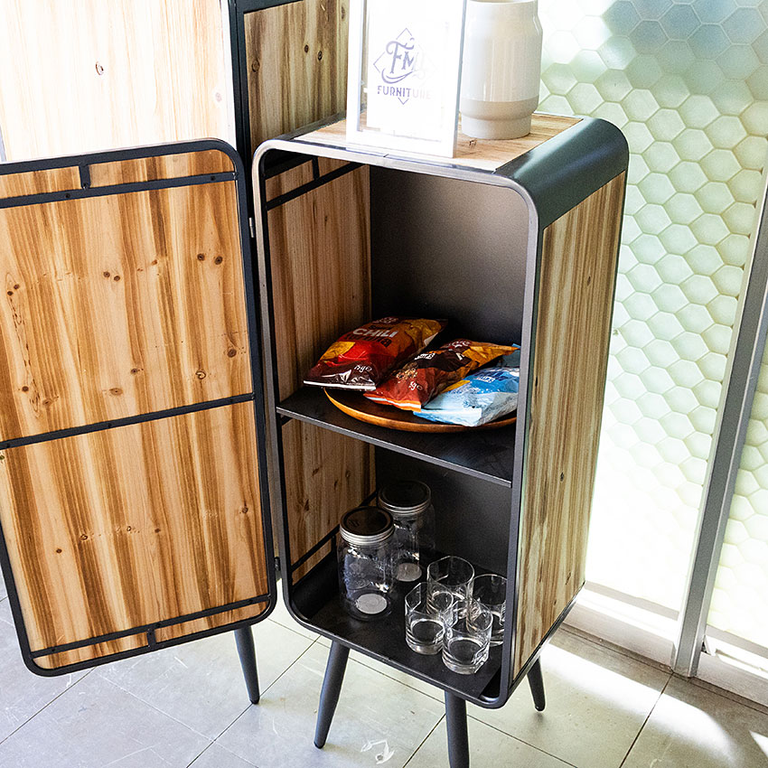 ミリタリーテイスト ウッド＆アイアン ウッドドア キャビネットM （2段