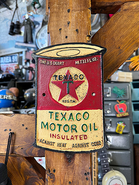 テキサコ オイル缶 キャストアイアンプレート ヴィンテージテイスト