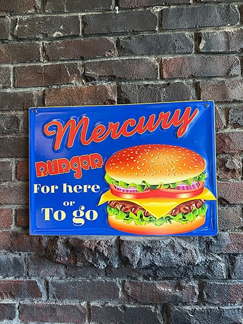 マーキュリー エンボス ティンサイン （ハンバーガー） ブリキ看板の