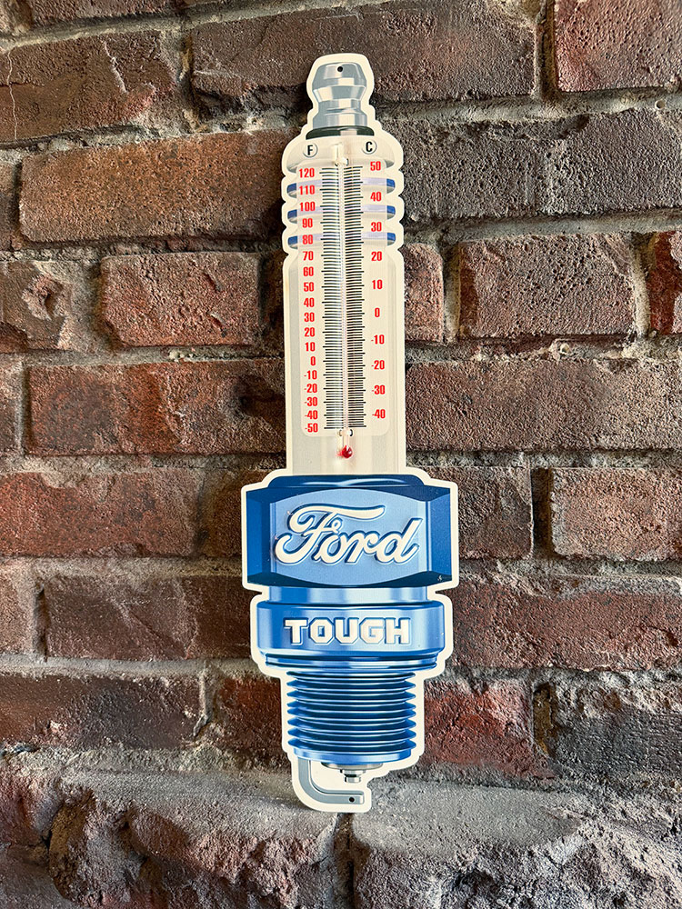 フォード スパークプラグ型 サーモメーター 温度計 ブリキ看板 MADE IN