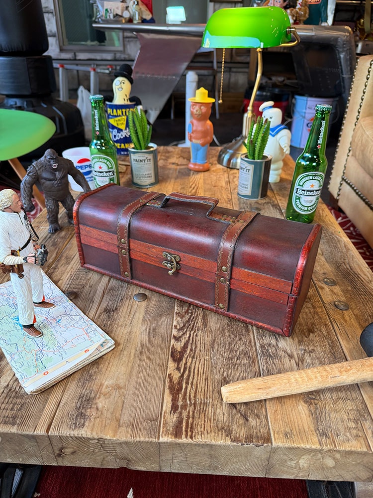 ☆☆ロンドンアンティーク☆キャンディーボックス☆サイズＬ☆美品☆ 海賊宝箱 アンティークトランクケース ロング （アンティークブラウン