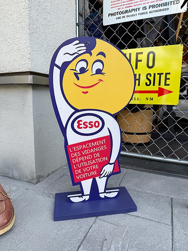 ビンテージ木製看板ESSO BOY検）アドバタイジング販促ガレージUSA60s