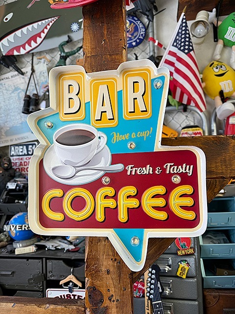 hunter13_大型　ＵＣＣ　電気看板　店舗什器　　コーヒー　喫茶店 コーヒー＆バー ロードサイン型 LEDティンサイン カフェ 立体