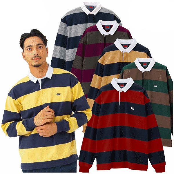 1T6076/RUGBY ダメージ加工ラガーシャツ ラグビー CANTERBURY カンタベリー 4インチ ストライプ ラグビージャージ ラガーシャツ RA42621-Cap Rugger\u0027s