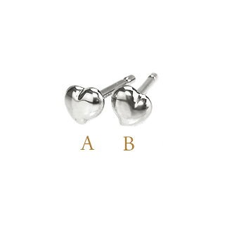 Pt ハートプラチナピアス（4mm、キャスト鋳造)（0.9mm芯)(szh4pt9 