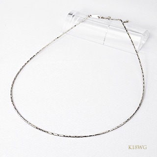 K18WG シリンダー形状記憶オメガネックレス(45～40cm)(no0002wg