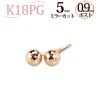 K18PG　5mmミラーカットピアス（0.9mm芯)|ミラーカット|ピアス(地金)
