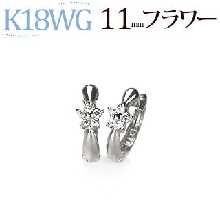 K18/K10 フープピアス ダイヤ フラワーチャーム付 1.15g M2205