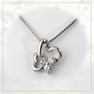 Pt ダイヤモンドペンダント(Wハート) | ペンダント(ダイヤ),ハート  