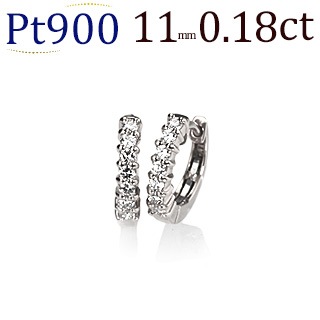Pt中折れ式ダイヤフープピアス(0.2ct)(11mm)(sb0053pt) | フープピアス 