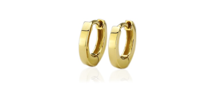 【片耳のみ】Carat フープピアス　K18 中折れ式フープピアス K18 中折れ式フープピアス(9mmフラット)(saf9k) | フープピアス(地金