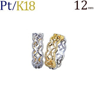 Pt／K18 リバーシブルフープイヤリング(ピアリング)(12mm