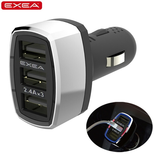��������/EXEA USB�ݡ��� ��3�� ��С����֥�USB���ťץ饰 12V���� ���󥸥��������դ� ���7.2A EM-156