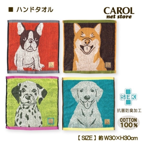 キャリータオル ハンドタオル ワンダフルピース パイルジャガード タオル 30×30cm 綿100% キャリー 抗菌防臭 大人 子供 メール便