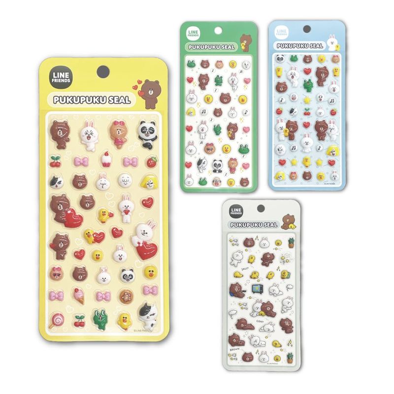 ぷくぷくシール ラインフレンズ LINE FRIENDS キャラクターシール プクプク シール交換  シル活 メール便