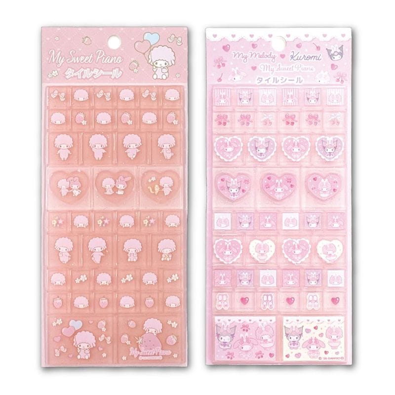 マイメロディ クロミ マイスイートピアノ タイルシール ステッカー ピンク サンリオ Sanrio キャラクター シール交換 シル活 TCP メール便