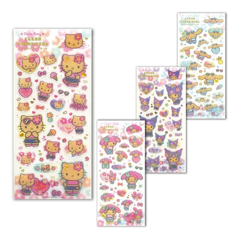 サンリオ 日焼けキティ クリアキャンディシール マイメロディ クロミ シナモロール シール交換 シル活 ケイカンパニー メール便