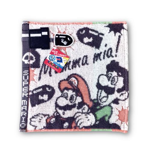 タオルハンカチ ループ付 スーパーマリオ ハンドタオル 25×25cm 丸眞