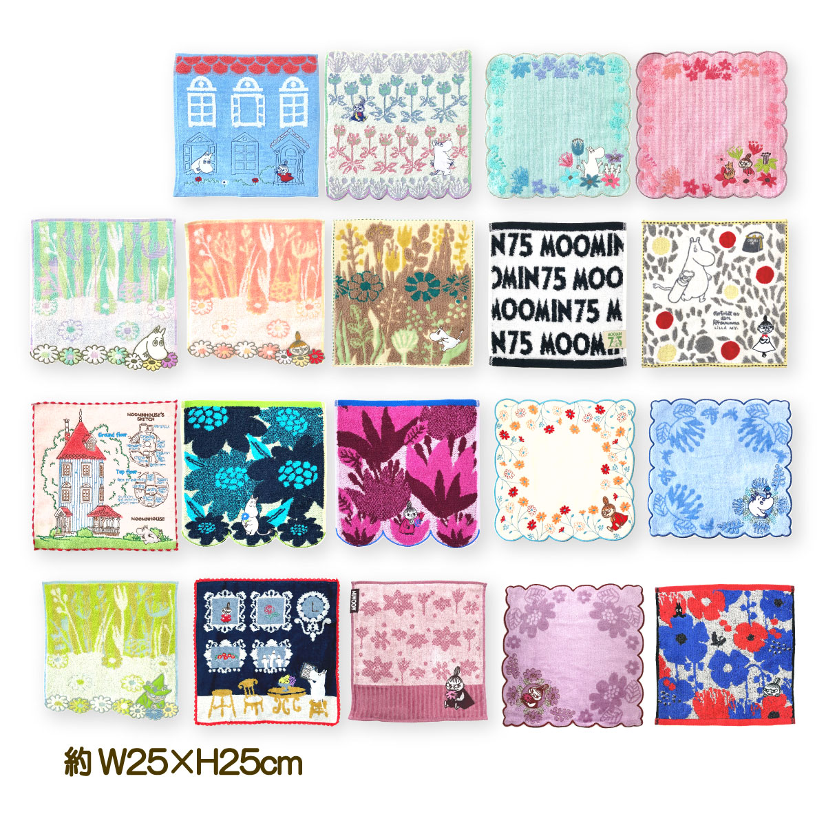 ムーミン タオルハンカチ ハンドタオル 25×25cm 綿100% 無撚糸 MOOMIN