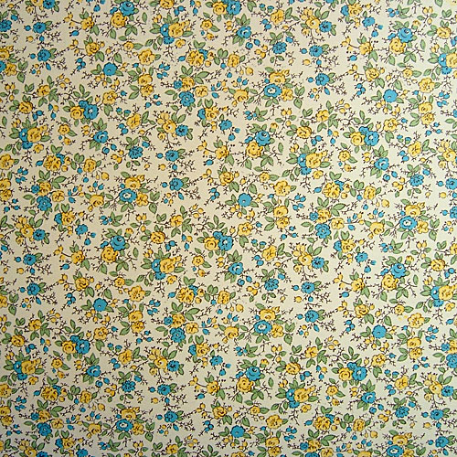 Fp Gt 小花柄 トルコブルー イエロー プリントペーパー イタリア直輸入カルトナージュ材料 カルタフィオッコ