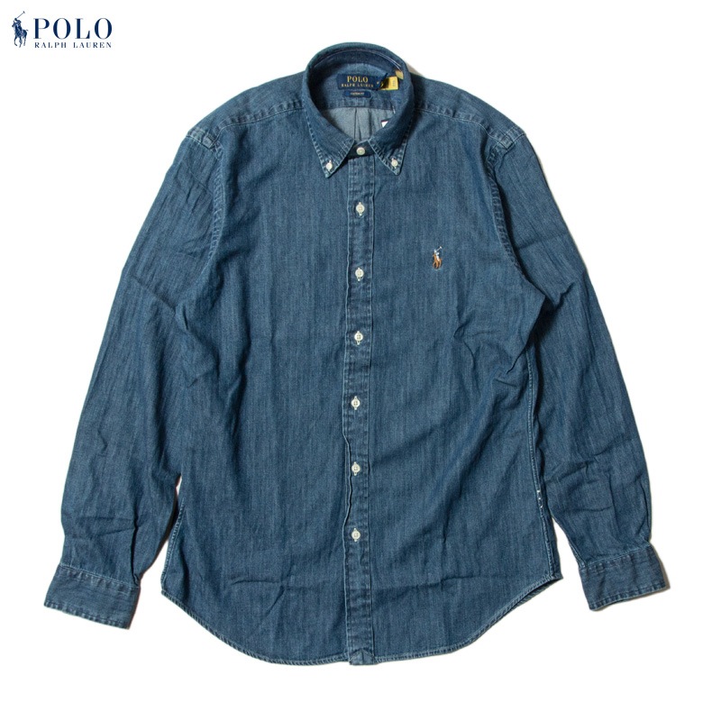 POLO RALPH LAUREN [ݥ  ] - CUSTOM FIT BUTTON DOWN SHIRT - DENIM
