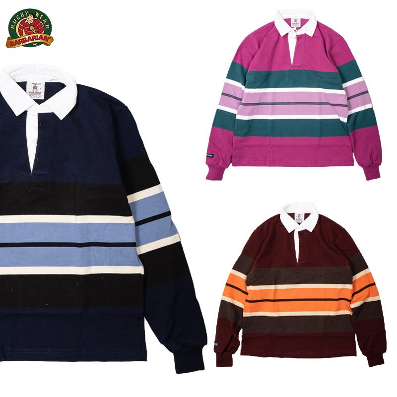 BARBARIAN [СХꥢ] - 12oz HEAVY WEIGHT RUGBY COLLAR L/S SHIRT - BOLD MOUNTAINEER - 3COL.