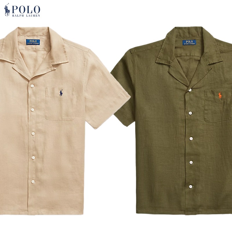 POLO RALPH LAUREN ڥݥե- CLASSIC FIT LINEN CAMP SHIRT - 2COL.