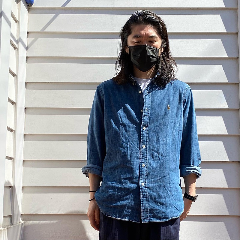 POLO RALPH LAUREN [ݥ  ] - CUSTOM FIT BUTTON DOWN SHIRT - DENIM