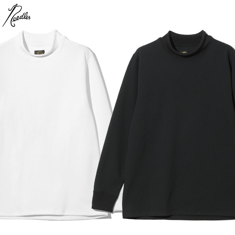 NEEDLES[ˡɥ륹] - L/S Mock Neck Tee - Poly Wa&#64260;e Jersey