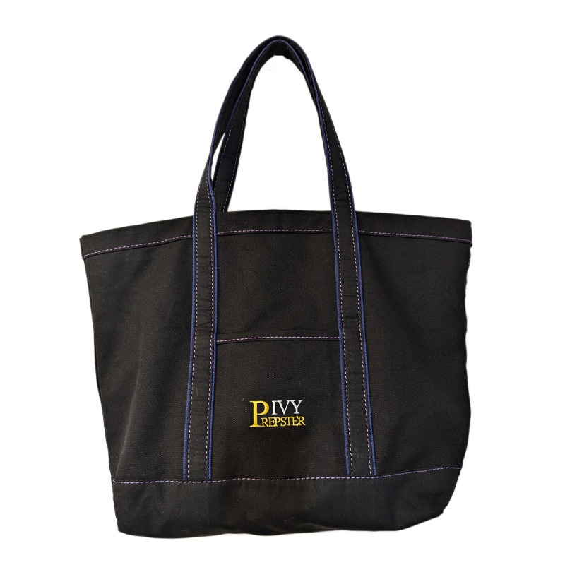 IVY PREPSTER [�����ӡ� �ץ�åץ�����] - MONTAUK CANVAS TOTE BAG - BLACK / BLACK
