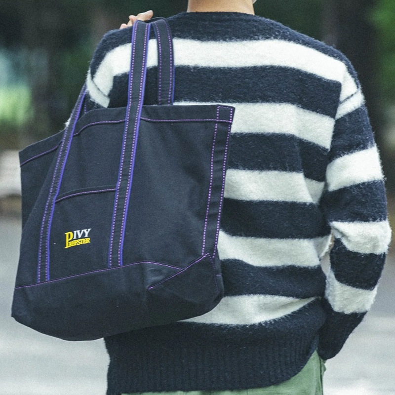 IVY PREPSTER [�����ӡ� �ץ�åץ�����] - MONTAUK CANVAS TOTE BAG - BLACK / BLACK