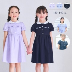 【SUMMERセール20％OFF】スカラップミニリボンワンピース 80 90 100 110 120 130 140cm (2536-7100-7300-7500)