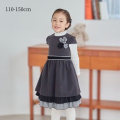 【TIMEセール55％OFF】モノトーンチェックフリルドレス 110 120 130 140 150cm (8276-7366)