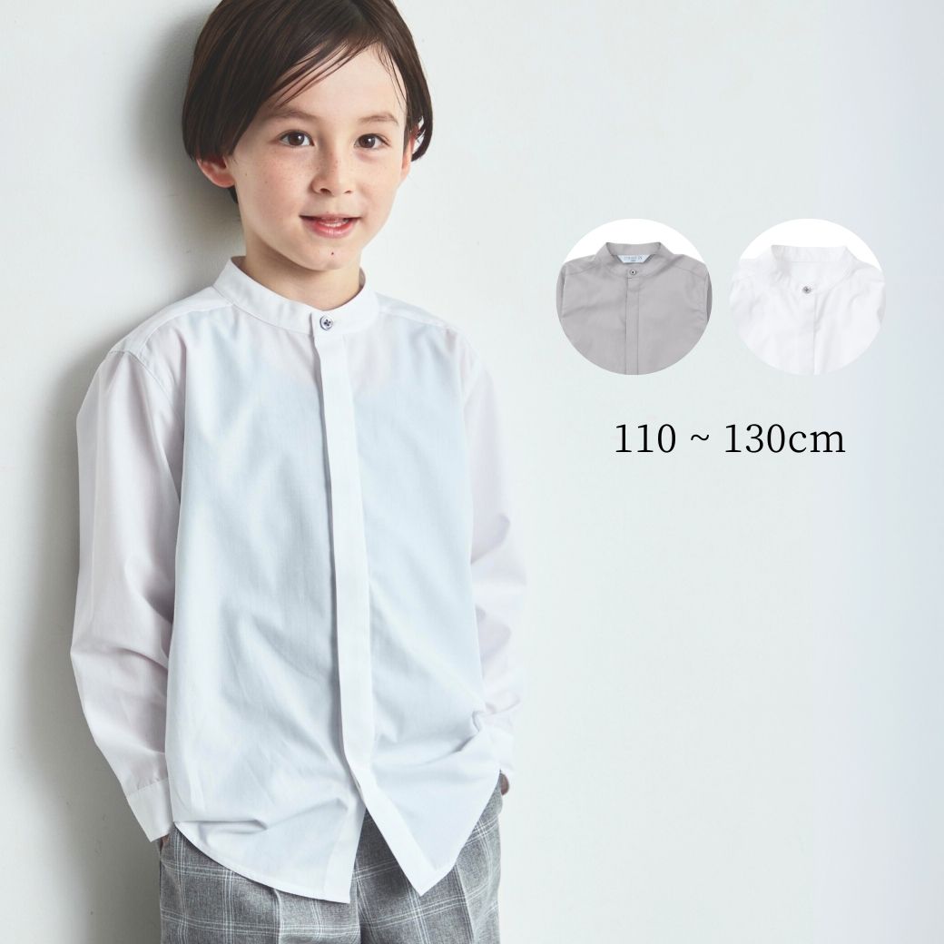 WEB限定】比翼バンドカラーシャツ 100 110 120 130cm (2473-5452