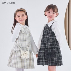 ポシェット付きファンシーツイードジャンパースカート 110 120 130 140 (2576-7309) CHOPINblue/ショパンブルー