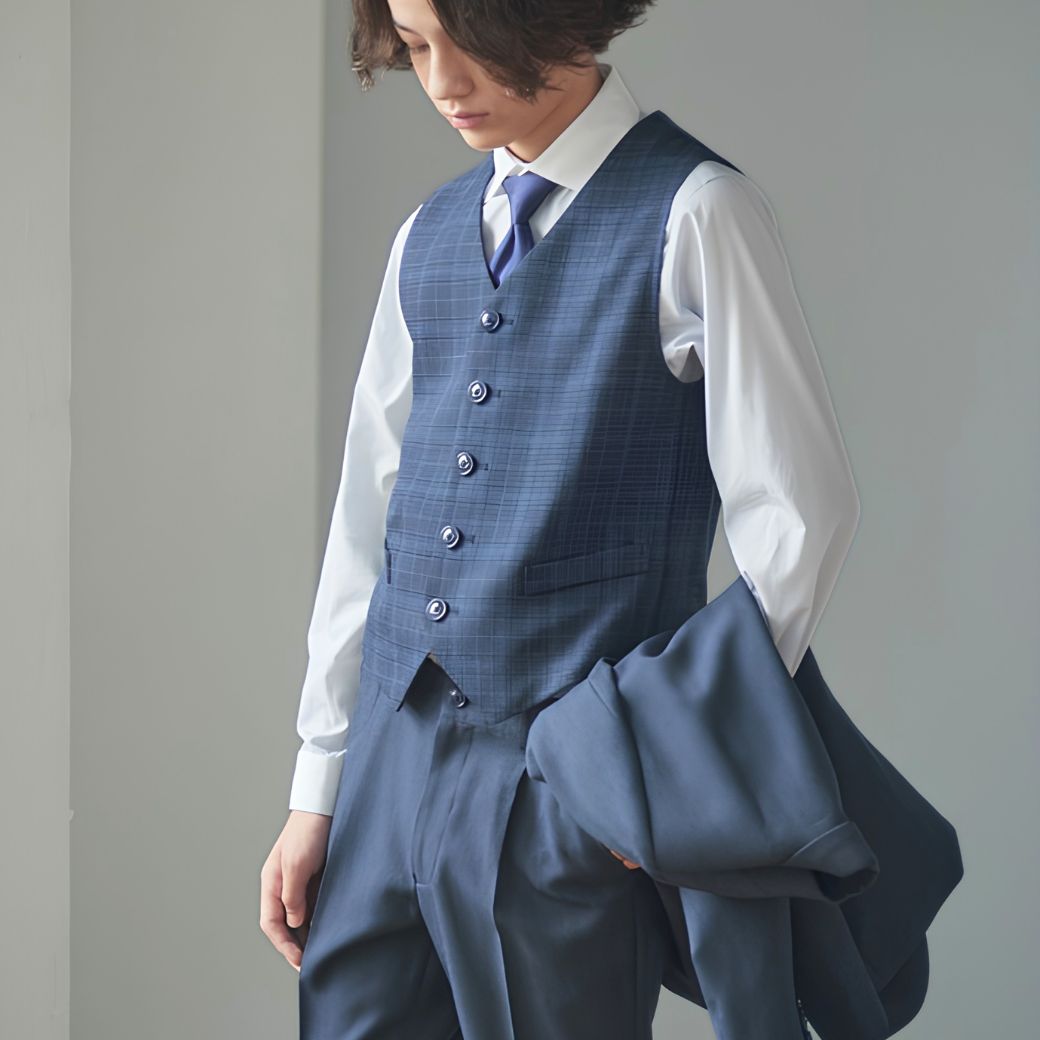 26年新作》【WEB限定】チェックベストスリーピーススーツ 140 150 160